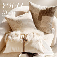 French Light Luxury Forest Jacquard Cushion Cover | Brown Patchwork Pillow Case