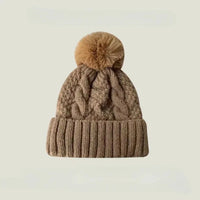 Gorro Invierno Mujer Pompón Piel - Tejido Twist Plush Beanie Ski Snow Cálido