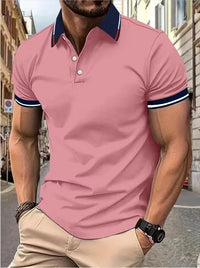 Contrast Color Striped Polo Shirt | Men’s Casual Short Sleeve Summer Top