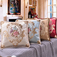 European Jacquard Floral Cushion Cover 48x48cm | Classic Sofa & Chair Pillow Case