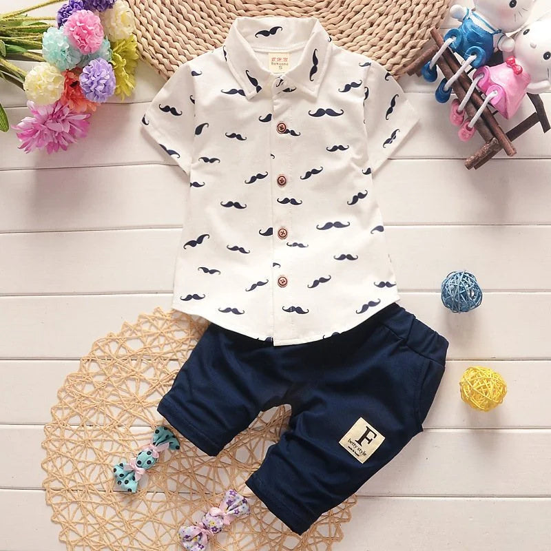 Boys Summer Outfit Set - Cotton Shirt & Shorts 2-Piece