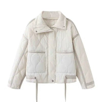 Chaqueta Casual Mujer - Algodón Color Sólido con Cierre Manga Larga