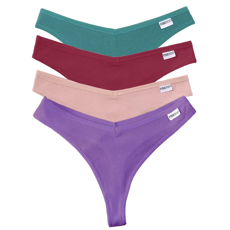 Set de 4 Panties de Algodón Talle V - Tanga G-String FINETOO