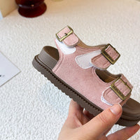 Kids Suede Strappy Sandals - Soft Barefoot Beach Shoes for Boys & Girls