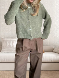 Women s V-Neck Cable Knit Sweater Long Sleeve Solid Color Button Down Cardigan Casual Fall Winter Tops