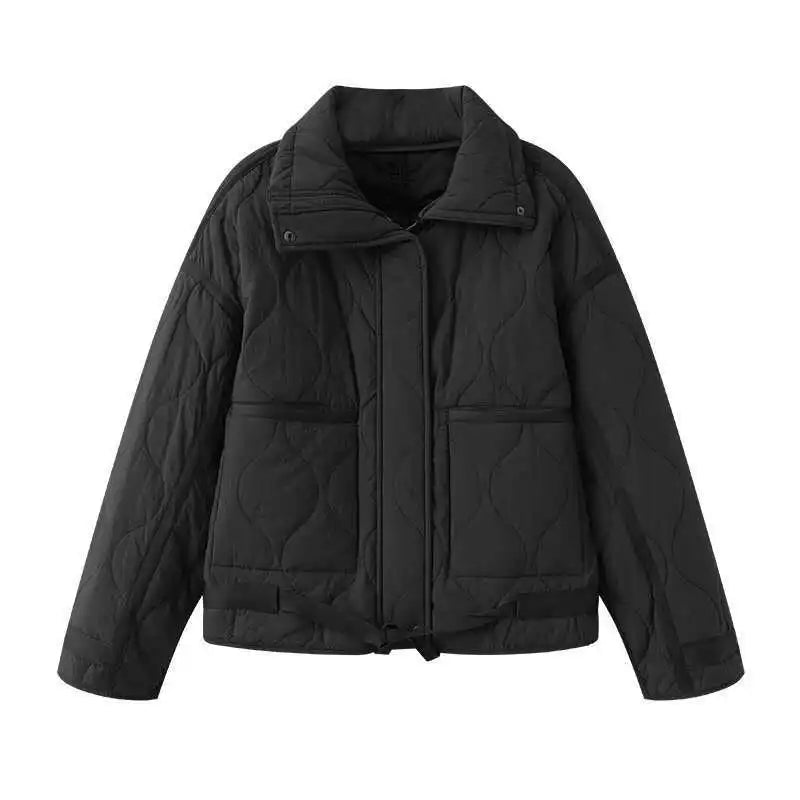 Chaqueta Casual Mujer - Algodón Color Sólido con Cierre Manga Larga