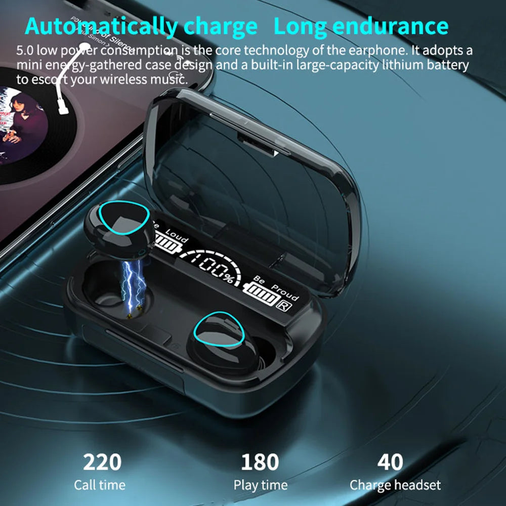 TWS Wireless Earbuds with Power Bank Charging Case – Sport & Gaming Bluetooth Headphones