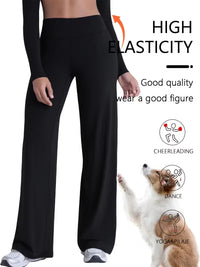 Pantalones Deportivos Mujer Pierna Ancha - Cintura Alta Levanta Glúteos Yoga Wide Leg