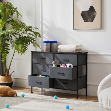 JHK 6-Drawer Fabric Dresser | Modern Nightstand & Storage Chest for Bedroom, Living Room & Entryway
