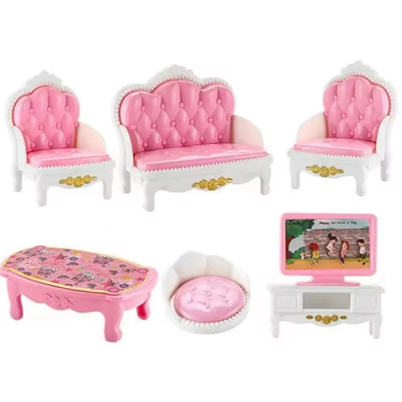 Dollhouse Miniature Furniture Set – 1:12 Scale Bedroom, Kitchen, Bathroom & Living Room