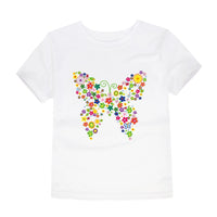 Girls Clothes 2 to 3 4 5 6 7 8 9 10 11 12 13 14 Years 100% Cotton 2024 Summer T Shirts Yellow Butterfly Floral Tee Shirt Tops