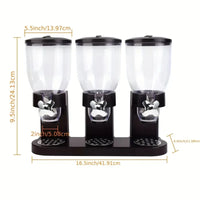 3 Canister Cereal Dispenser, Kitchen Pantry Storage Organizer for Cereal, Rice, snacks, Countertop Space Saving Containers