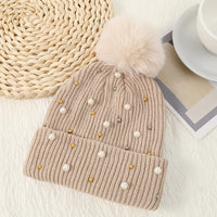 Gorro Invierno Mujer con Pompones y Perlas - Beanie Lana Tejido Cálido y Elegante