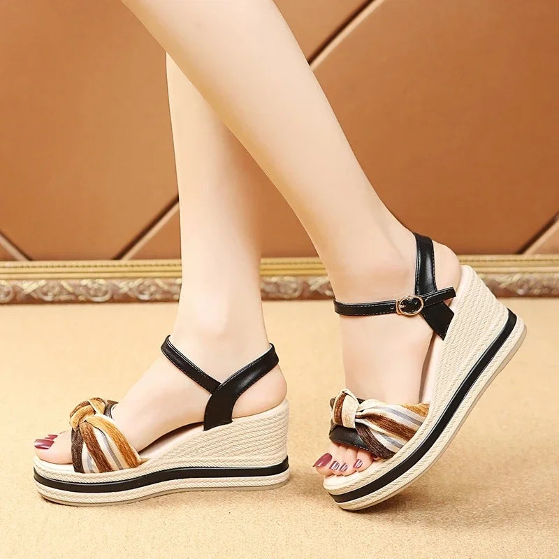 Open Toe Wedge Sandals for Women Summer Shoes босоножки женские Female Leisure Pumps Ankle Strap High Heels Ladies Slingbacks