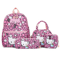 Set de 4 Piezas Mochila Escolar Kuromi Hello Kitty - Alta Capacidad para Niñas