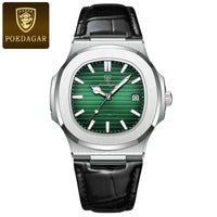 POEDAGAR Luxury Square Watch For Men Date Waterproof Luminous Quartz Business Man Wristwatch Leather Fashion Brand Men's Watches