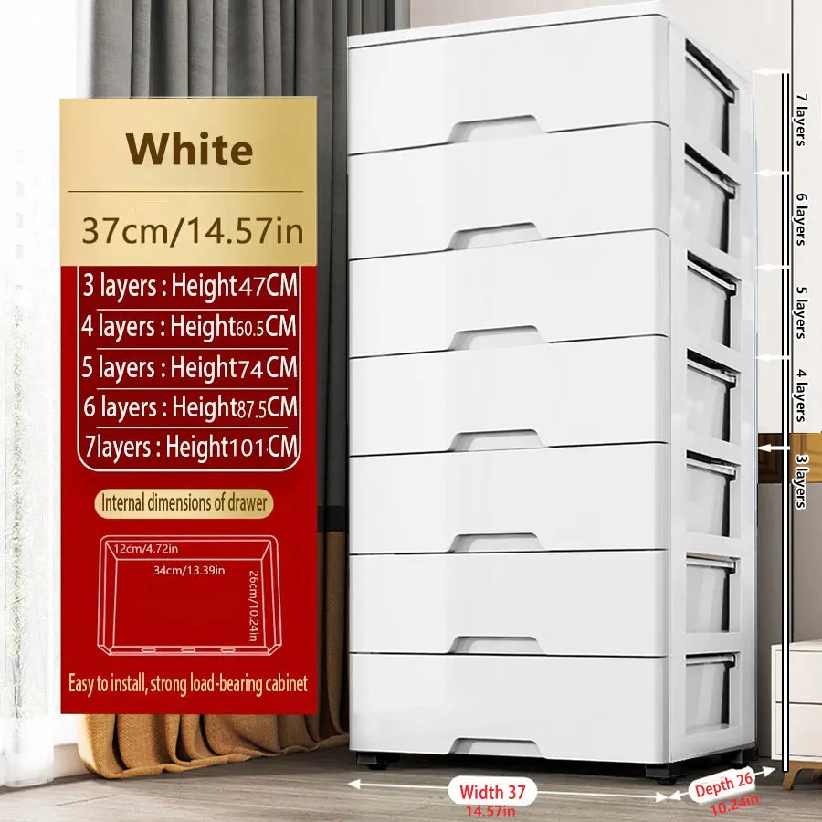 Rolling Drawer Storage Cabinet with Wheels | 3–7 Layer Dustproof Organizer Wardrobe