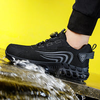 Men's Rotary Dial Safety Shoes - Steel Toe Work Sneakers with Quick-Lace System