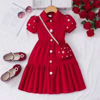 Pearl Detail A-Line Princess Dress – Casual Summer Girls' Dress Ages 3–7