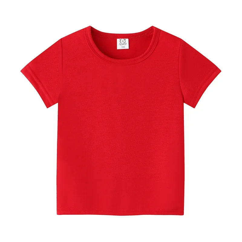 Kids Unisex 100% Cotton Short Sleeve T-Shirt | Solid Colors | Ages 2–12