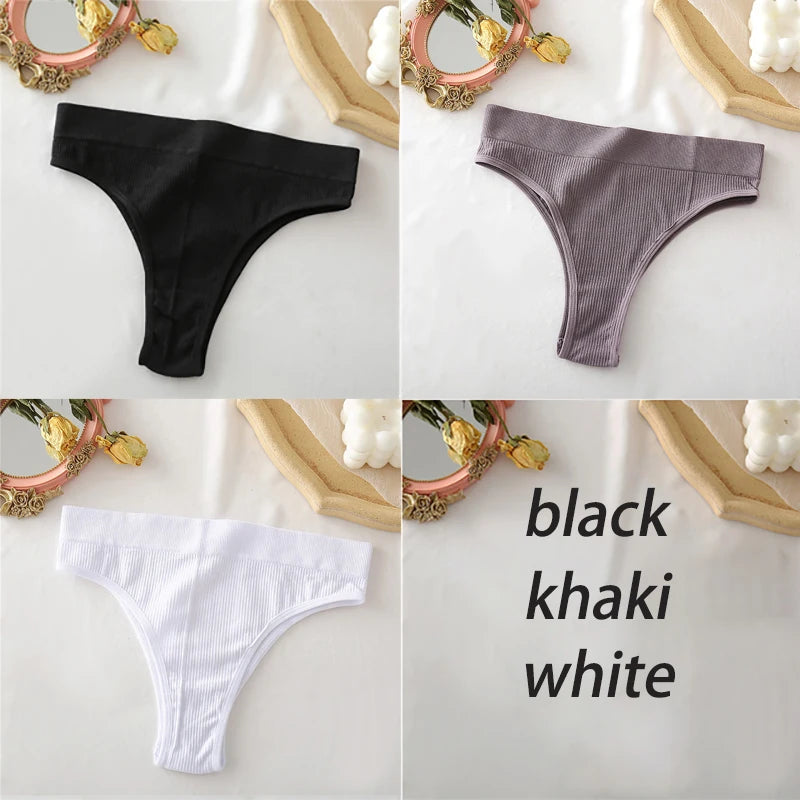 Set de 3 panties sin costuras de talle alto para mujer