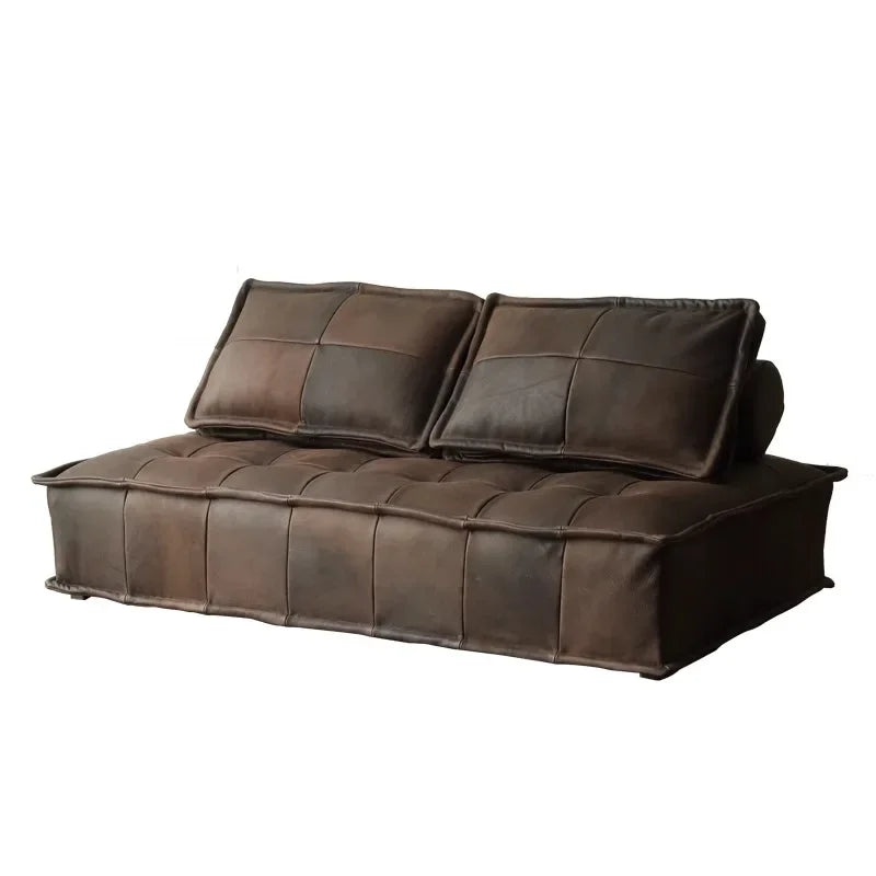 Nordic Luxury Modular Sectional Sofa - Designer Square Lazy Puffs