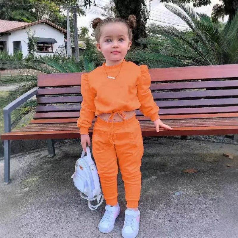 Girls Fall Sport Set | Crop Top + Jogger Pants 1–7Y