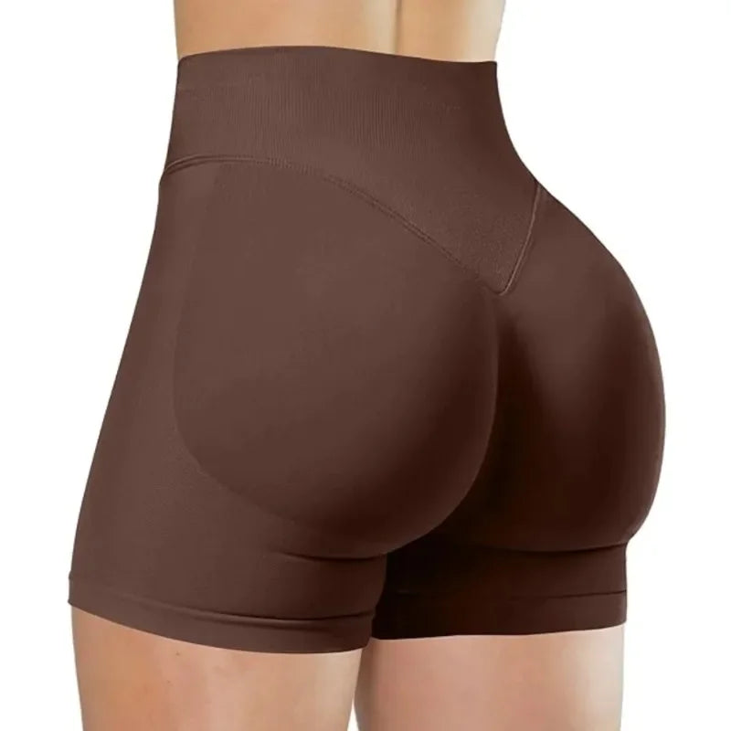Women's High-Waist Yoga Shorts - Seamless Athletic Running Tights