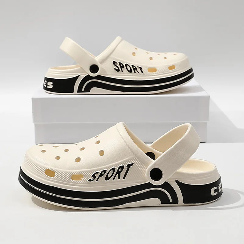 Unisex Perforated Platform Slides - Thick Sole Anti-Slip Summer Sandals