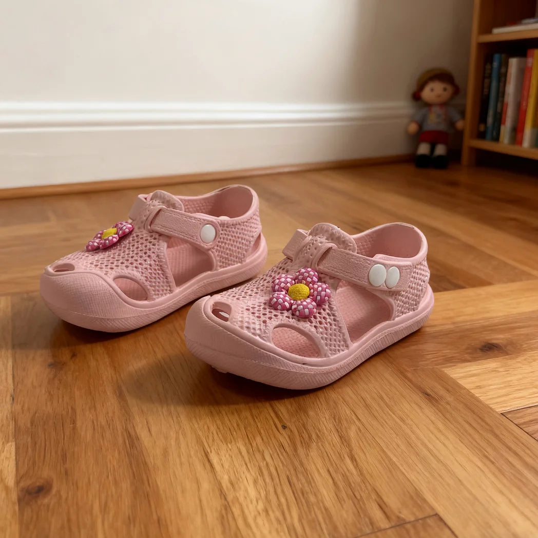 Sandalias de Verano para Niñas con Flores - Punta Cerrada Transpirables | Tallas 24-29
