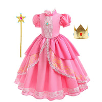 Lace Puff Sleeve Ball Gown – Elegant Princess Party Dress for Girls Ages 4–8