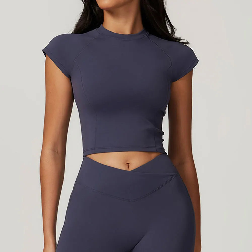 Women's Yoga & Fitness Short Sleeve Top — Breathable Compression Activewear