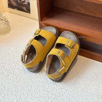 Kids Suede Strappy Sandals - Soft Barefoot Beach Shoes for Boys & Girls