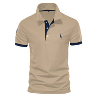 Dropshipping Polo Giraffe Shirt Men Quality Embroidery Summer Short Sleeve Polo Casual Business Social Mens Polos BR Size