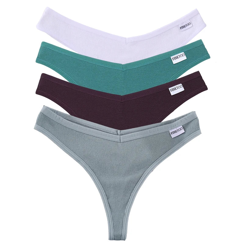 Set de 4 Panties de Algodón Talle V - Tanga G-String FINETOO