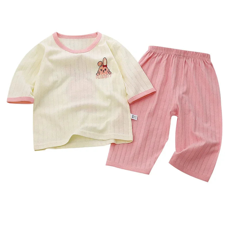 Kids Cotton Pajama Set - Cartoon Print Long Sleeve PJs | Ages 3-8Y