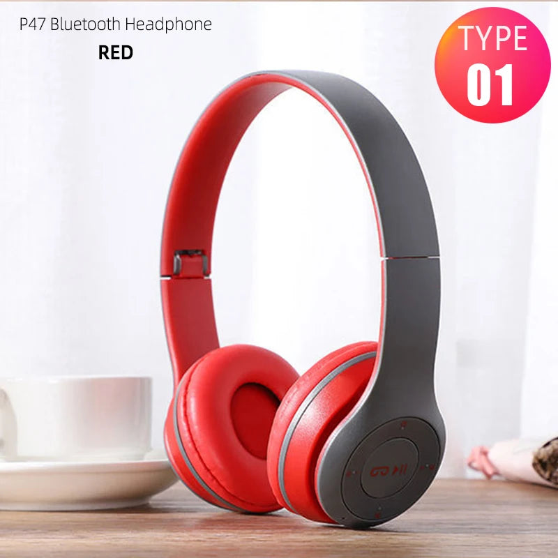 P47 Wireless Bluetooth Headphones – Foldable Over-Ear | HiFi Stereo Bass | Kids & Adults