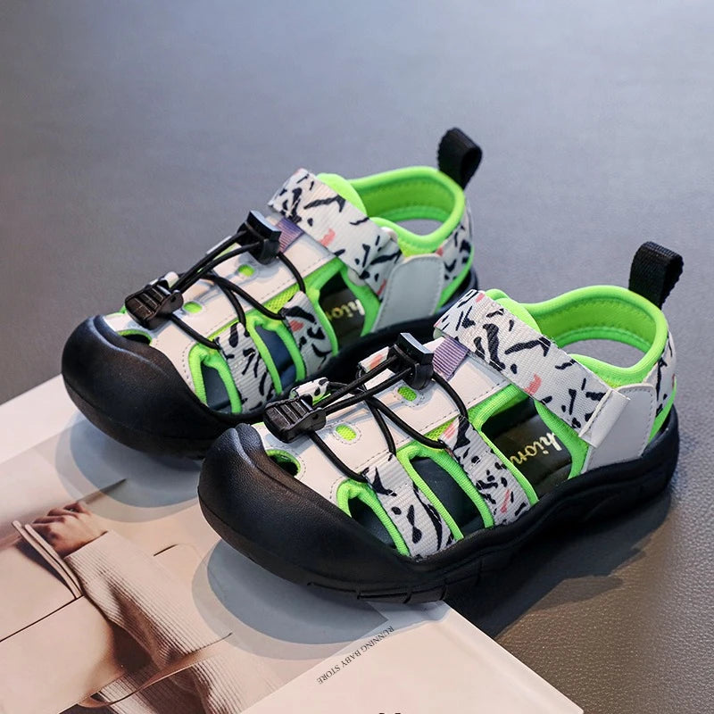 Jiiyello Camouflage Sports Sandals - Toe Protection Water Shoes for Kids