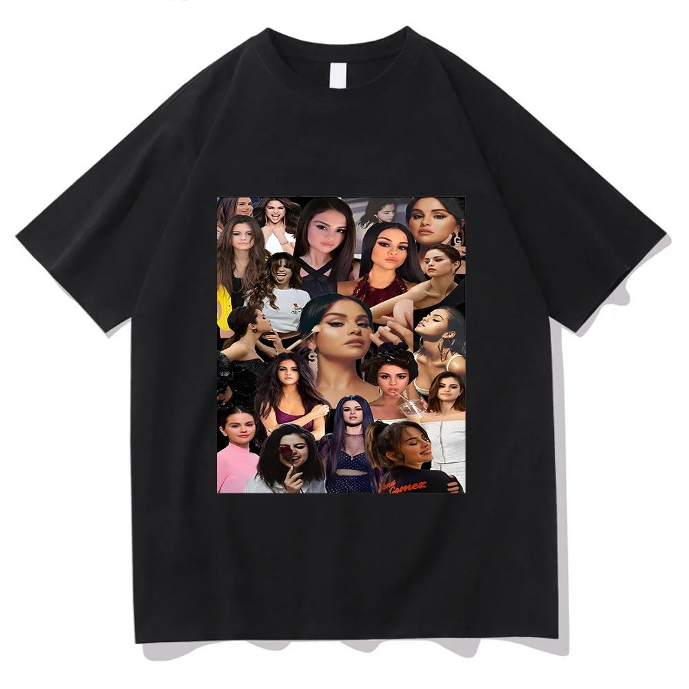 Selena Gomez T-shirt Graphic Printing Gothic O-neck Tee-shirt Short Sleeve Hip Hop Cotton Tshirt Ropa Mujer Vintage Punk Clothes