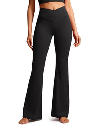Women's V-Cross High-Waist Flare Yoga Leggings - Tummy Control Bootcut