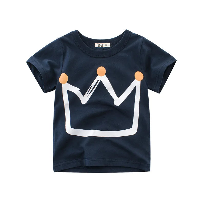 Boys Summer Cartoon Stripe T-Shirt | Short Sleeve Kids Tee Ages 2–9 Years