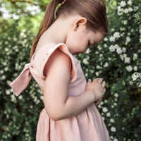 Girls Cotton Linen Princess Dress - Flutter Sleeve A-Line | Ages 4-6Y