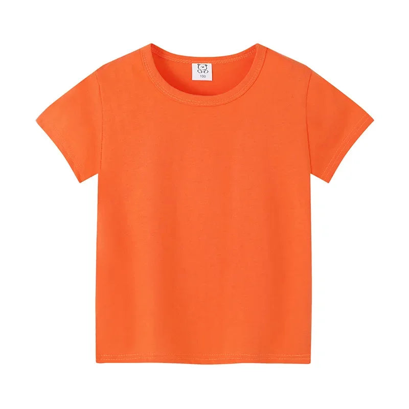 Kids Unisex 100% Cotton Short Sleeve T-Shirt | Solid Colors | Ages 2–12