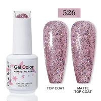 No-Wipe Top Coat & Sticky Base Coat UV Gel Polish — Long-Lasting, MSDS Certified, 15ml