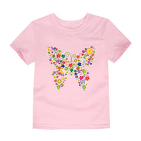 Girls 100% Cotton Flower Print T-Shirt | Sizes 2–14 Years | Pink & White