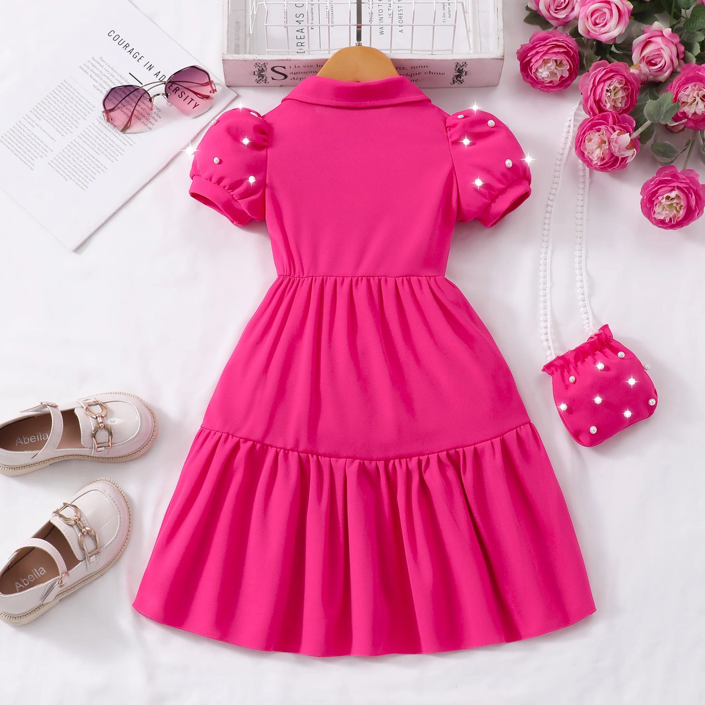 Pearl Detail A-Line Princess Dress – Casual Summer Girls' Dress Ages 3–7
