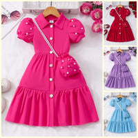 Pearl Detail A-Line Princess Dress – Casual Summer Girls' Dress Ages 3–7