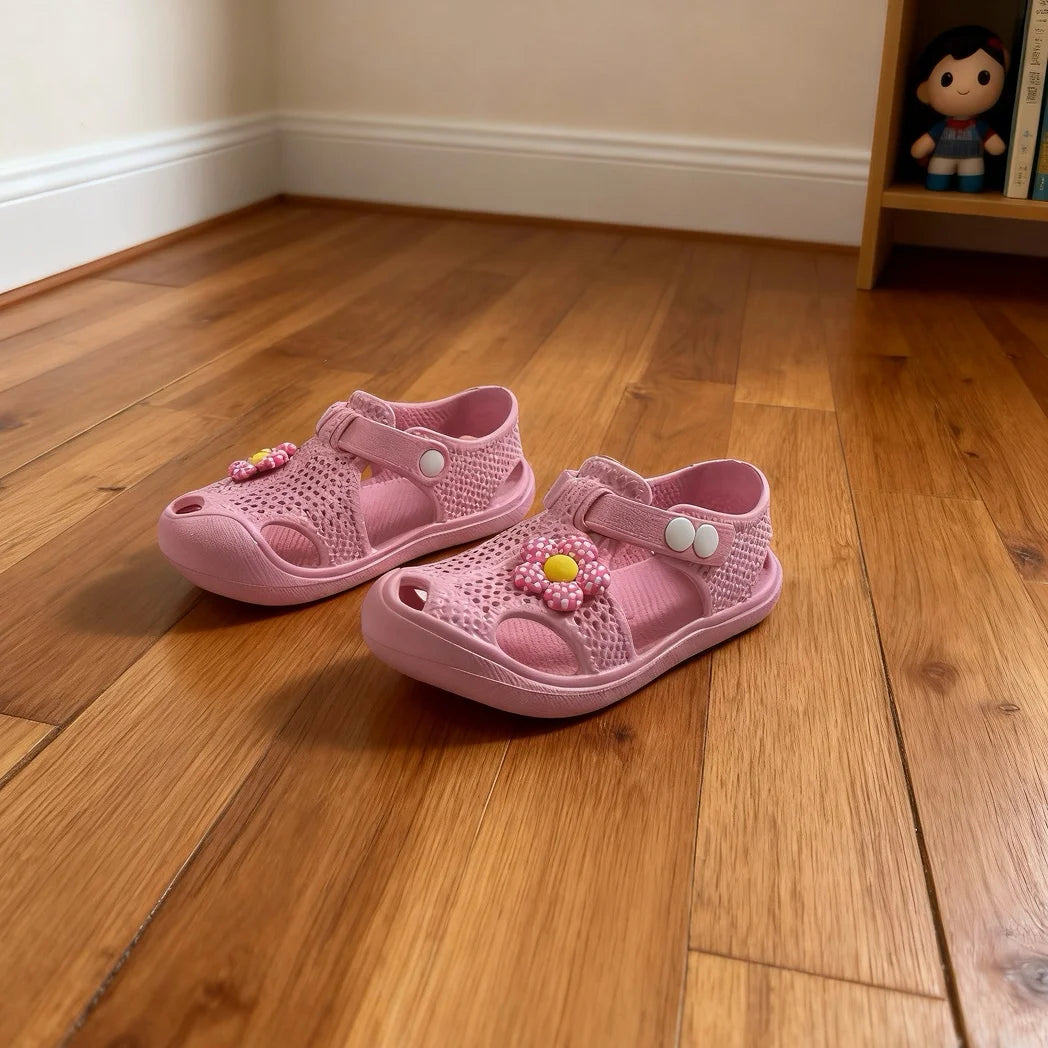 Sandalias de Verano para Niñas con Flores - Punta Cerrada Transpirables | Tallas 24-29