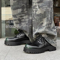 Men's Genuine Leather Platform Derby Shoes - Waterproof Casual Loafers