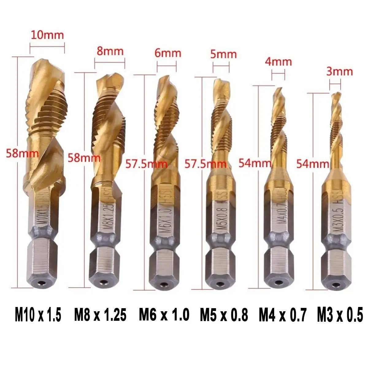 HSS Titanium Metric Tap Drill Bits Set | M3–M10 Thread Taps